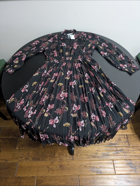 Ricki's Dresses & Skirts - Ricki's Black Floral Midi Dress with Pink & Gold Blooms